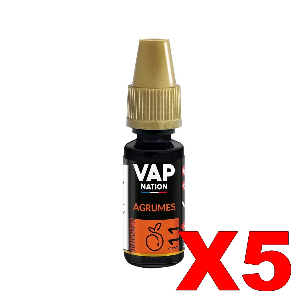 E-LIQUIDE VAP-NATION ORIGINS 10ML 50-50 AGRUMES X5 4 E LIQUIDE VAP NATION ORIGINS 10ML 50 50 AGRUMES X5 Taux de nicotine 11