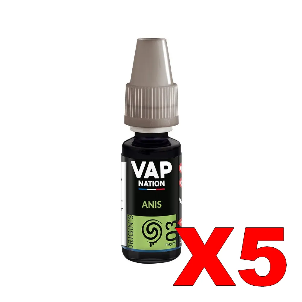 E-LIQUIDE VAP-NATION ORIGINS 10ML 50-50 ANIS X5 2 E LIQUIDE VAP NATION ORIGINS 10ML 50 50 ANIS X5 Taux de nicotine 3