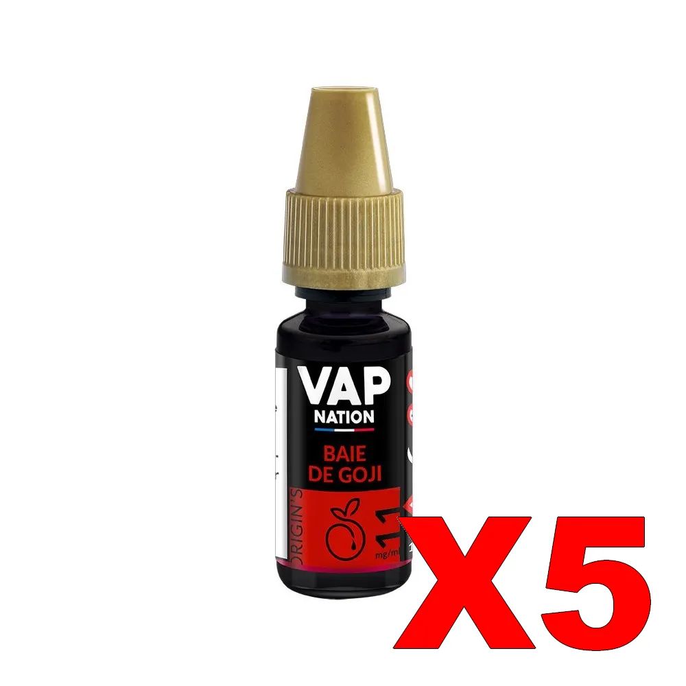 E-LIQUIDE VAP-NATION ORIGINS 10ML 50-50 BAIE-DE-GOJI X5 4 E LIQUIDE VAP NATION ORIGINS 10ML 50 50 BAIE DE GOJI X5 Taux de nicotine 11