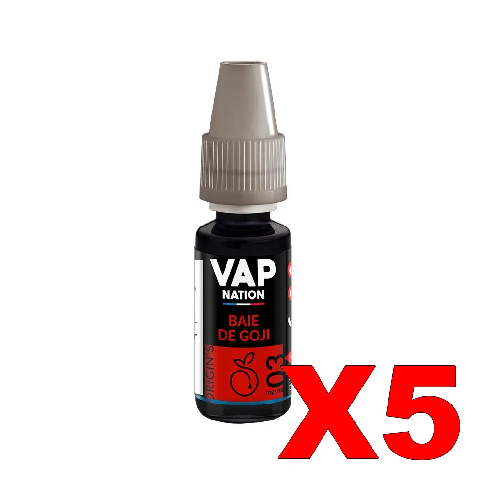 E-LIQUIDE VAP-NATION ORIGINS 10ML 50-50 BAIE-DE-GOJI X5 2 E LIQUIDE VAP NATION ORIGINS 10ML 50 50 BAIE DE GOJI X5 Taux de nicotine 3