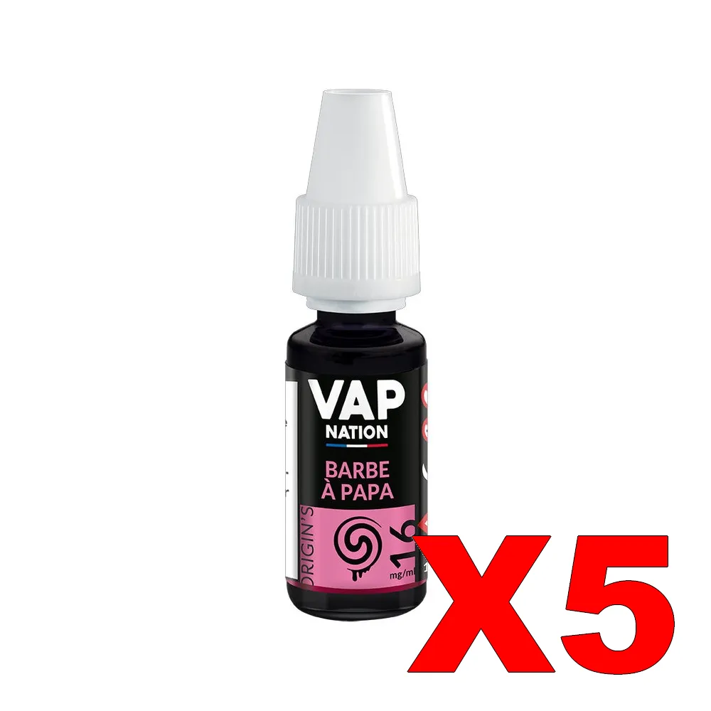 E-LIQUIDE VAP-NATION ORIGINS 10ML 50-50 BARBE-A-PAPA X5 5 E LIQUIDE VAP NATION ORIGINS 10ML 50 50 BARBE A PAPA X5 Taux de nicotine 16
