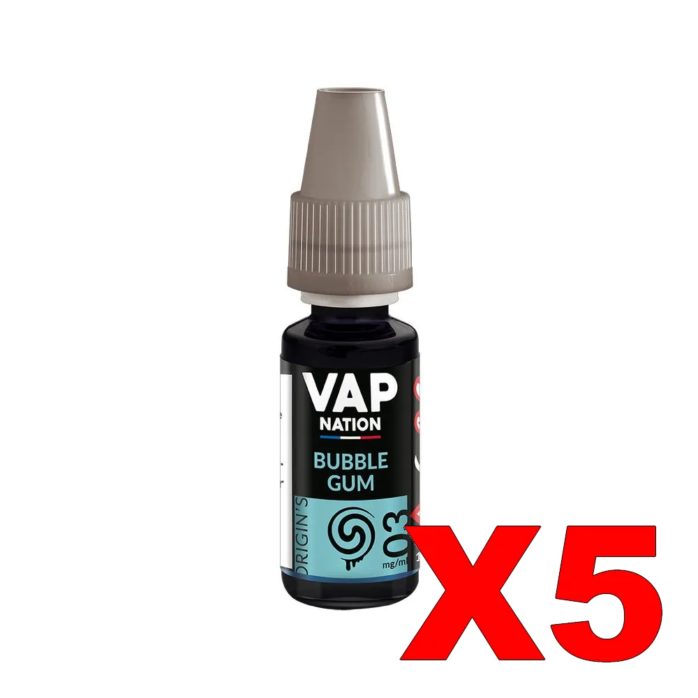 E-LIQUIDE VAP-NATION ORIGINS 10ML 50-50 BUBBLE-GUM X5 2 E LIQUIDE VAP NATION ORIGINS 10ML 50 50 BUBBLE GUM X5 Taux de nicotine 3