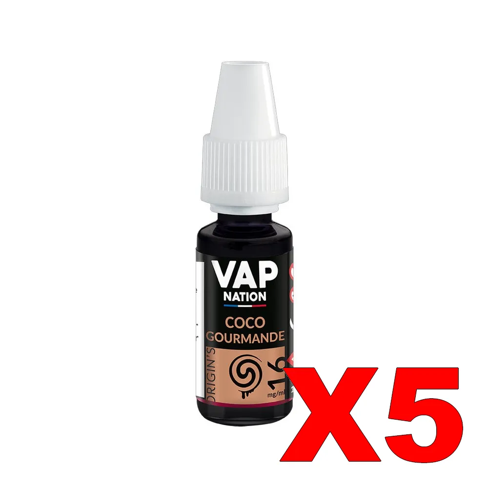 E-LIQUIDE VAP-NATION ORIGINS 10ML 50-50 COCO-GOURMANDE X5 5 E LIQUIDE VAP NATION ORIGINS 10ML 50 50 COCO GOURMANDE X5 Taux de nicotine 16
