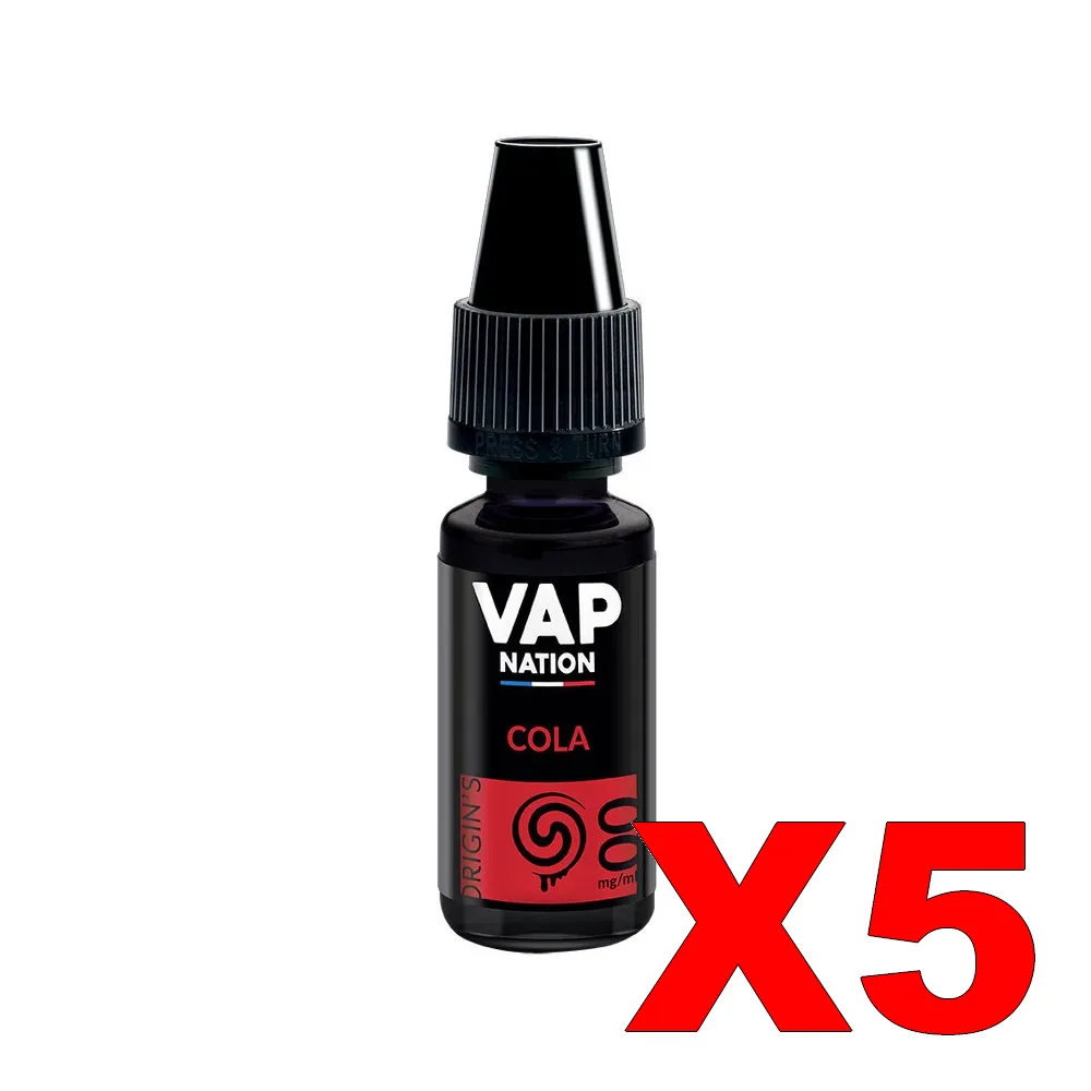 E-LIQUIDE VAP-NATION ORIGINS 10ML 50-50 COLA X5 1 E LIQUIDE VAP NATION ORIGINS 10ML 50 50 COLA X5 Taux de nicotine 0