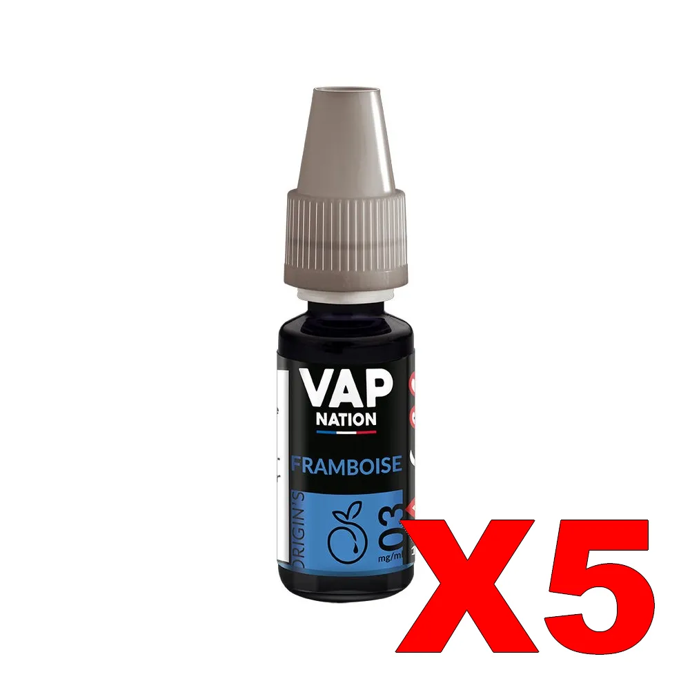 E-LIQUIDE VAP-NATION ORIGINS 10ML 50-50 FRAMBOISE X5 2 E LIQUIDE VAP NATION ORIGINS 10ML 50 50 FRAMBOISE X5 Taux de nicotine 3