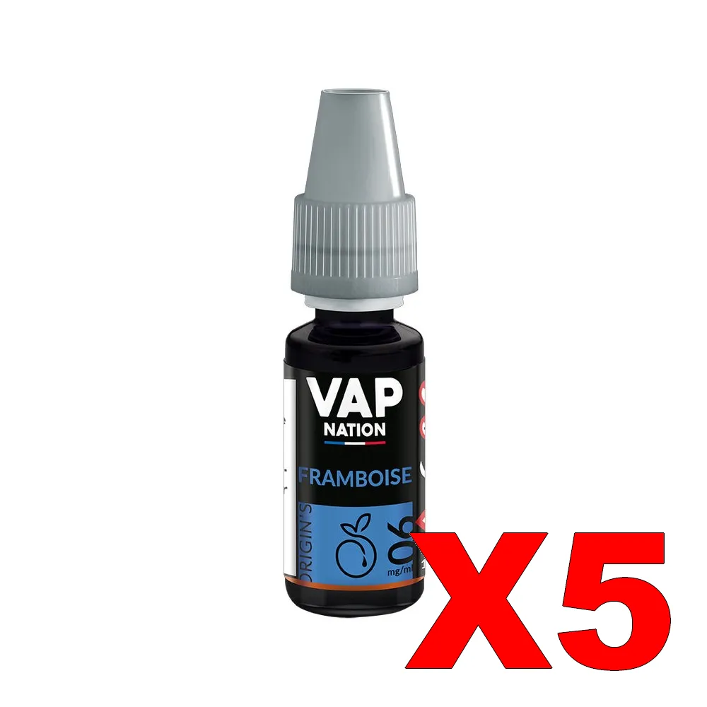 E-LIQUIDE VAP-NATION ORIGINS 10ML 50-50 FRAMBOISE X5 3 E LIQUIDE VAP NATION ORIGINS 10ML 50 50 FRAMBOISE X5 Taux de nicotine 6