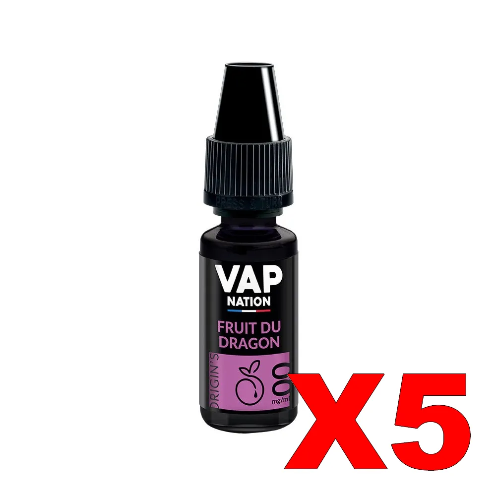 E-LIQUIDE VAP-NATION ORIGINS 10ML 50-50 FRUIT-DU-DRAGON X5 1 E LIQUIDE VAP NATION ORIGINS 10ML 50 50 FRUIT DU DRAGON X5 Taux de nicotine 0