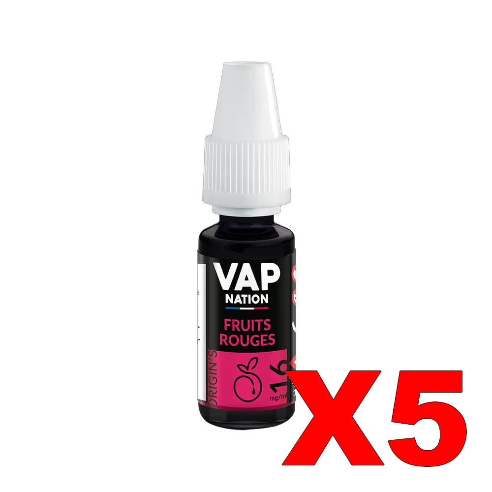 E-LIQUIDE VAP-NATION ORIGINS 10ML 50-50 FRUITS-ROUGES X5 5 E LIQUIDE VAP NATION ORIGINS 10ML 50 50 FRUITS ROUGES X5 Taux de nicotine 16