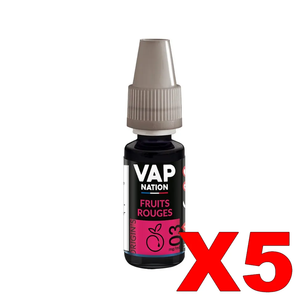 E-LIQUIDE VAP-NATION ORIGINS 10ML 50-50 FRUITS-ROUGES X5 2 E LIQUIDE VAP NATION ORIGINS 10ML 50 50 FRUITS ROUGES X5 Taux de nicotine 3