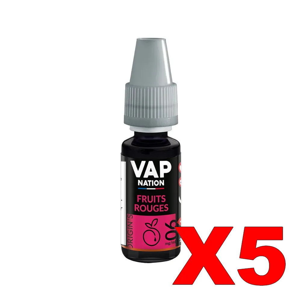 E-LIQUIDE VAP-NATION ORIGINS 10ML 50-50 FRUITS-ROUGES X5 3 E LIQUIDE VAP NATION ORIGINS 10ML 50 50 FRUITS ROUGES X5 Taux de nicotine 6