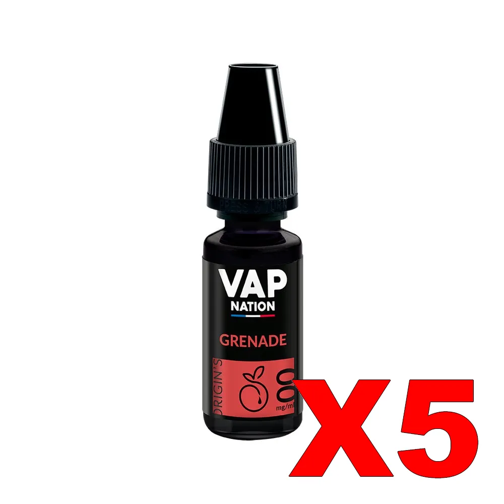 E-LIQUIDE VAP-NATION ORIGINS 10ML 50-50 GRENADE X5 1 E LIQUIDE VAP NATION ORIGINS 10ML 50 50 GRENADE X5 Taux de nicotine 0
