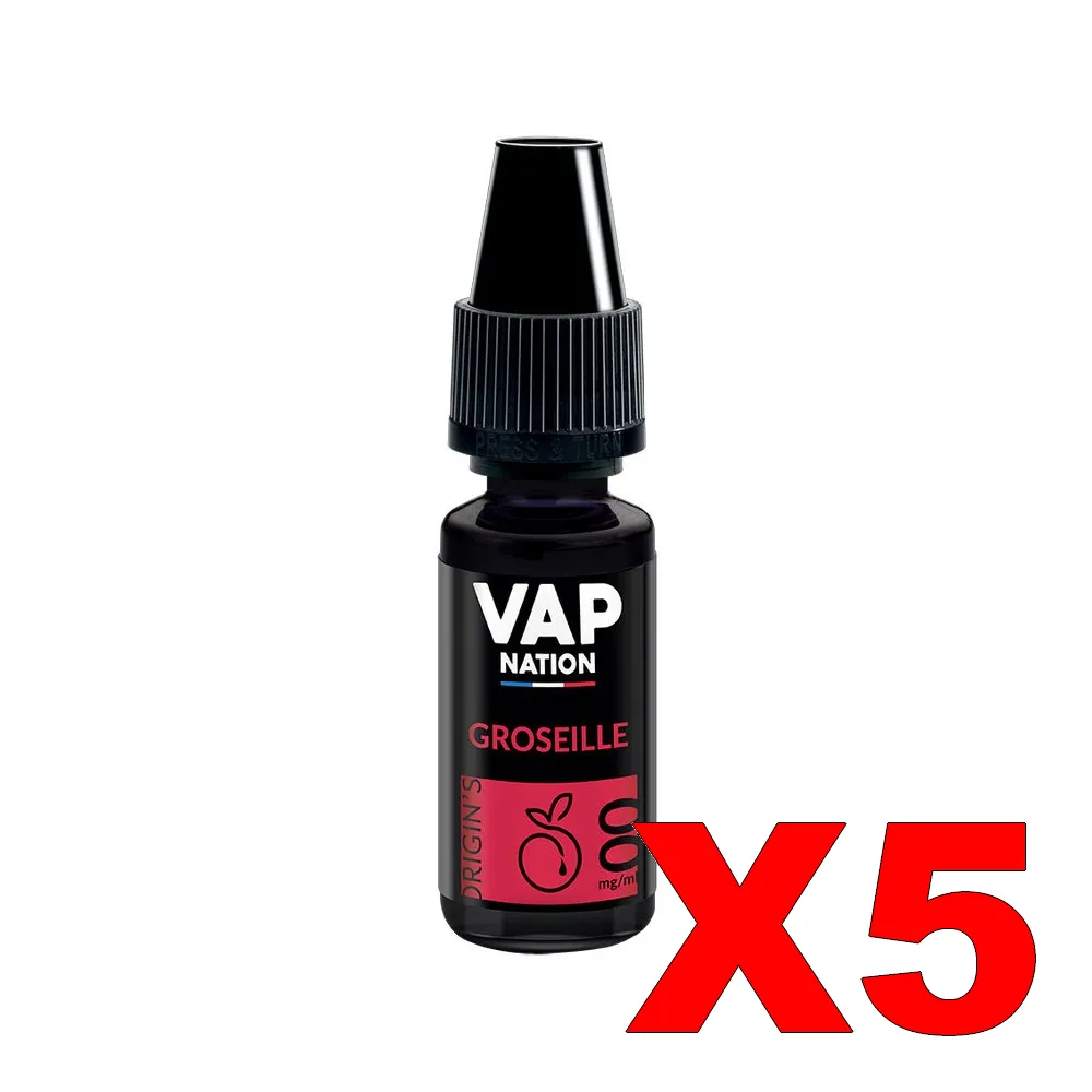 E-LIQUIDE VAP-NATION ORIGINS 10ML 50-50 GROSEILLE X5 1 E LIQUIDE VAP NATION ORIGINS 10ML 50 50 GROSEILLE X5 Taux de nicotine 0