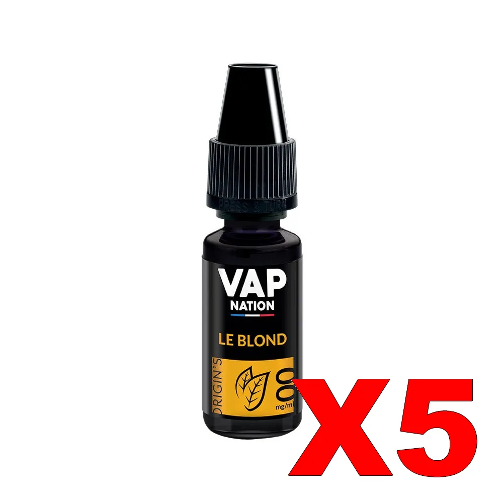 E-LIQUIDE VAP-NATION ORIGINS 10ML 50-50 LE-BLOND X5 1 E LIQUIDE VAP NATION ORIGINS 10ML 50 50 LE BLOND X5 Taux de nicotine 0