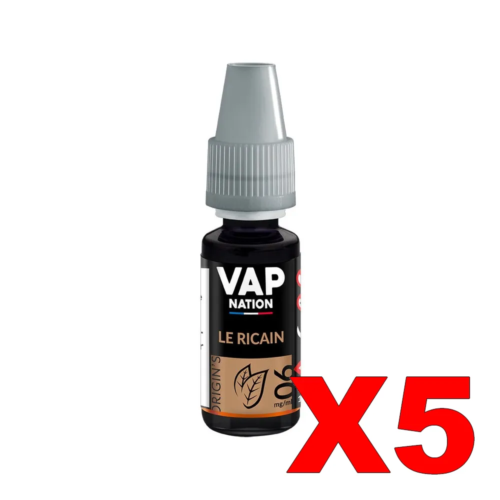 E-LIQUIDE VAP-NATION ORIGINS 10ML 50-50 LE-RICAIN X5 3 E LIQUIDE VAP NATION ORIGINS 10ML 50 50 LE RICAIN X5 Taux de nicotine 6
