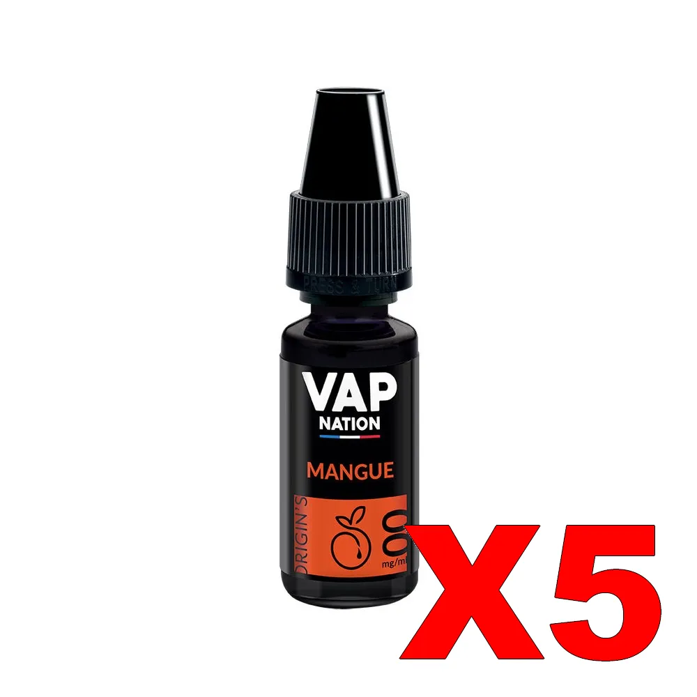 E-LIQUIDE VAP-NATION ORIGINS 10ML 50-50 MANGUE X5 1 E LIQUIDE VAP NATION ORIGINS 10ML 50 50 MANGUE X5 Taux de nicotine 0