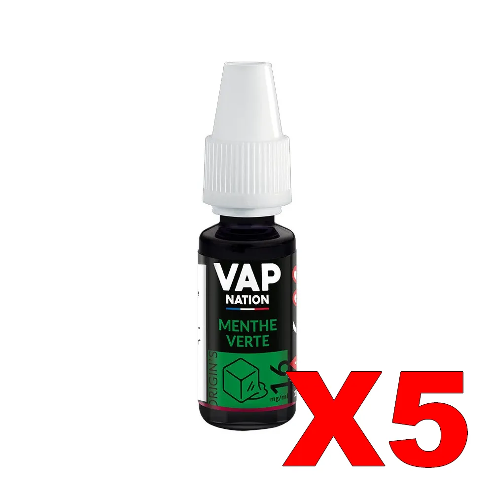 E-LIQUIDE VAP-NATION ORIGINS 10ML 50-50 MENTHE-VERTE X5 5 E LIQUIDE VAP NATION ORIGINS 10ML 50 50 MENTHE VERTE X5 Taux de nicotine 16