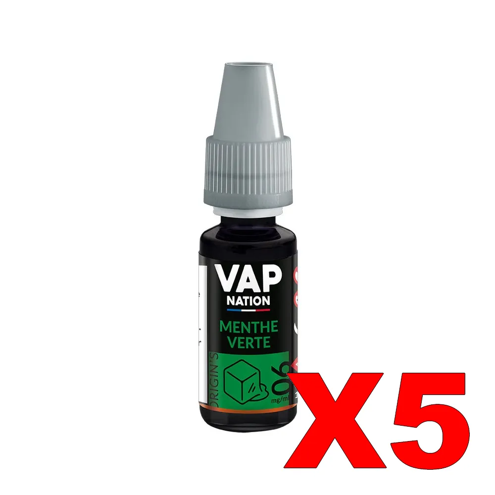 E-LIQUIDE VAP-NATION ORIGINS 10ML 50-50 MENTHE-VERTE X5 3 E LIQUIDE VAP NATION ORIGINS 10ML 50 50 MENTHE VERTE X5 Taux de nicotine 6