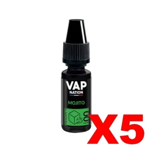 E LIQUIDE VAP NATION ORIGINS 10ML 50 50 MOJITO X5 Taux de nicotine 0