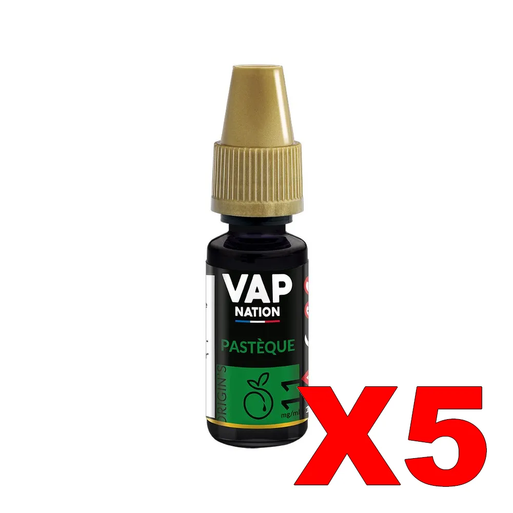 E-LIQUIDE VAP-NATION ORIGINS 10ML 50-50 PASTEQUE X5 4 E LIQUIDE VAP NATION ORIGINS 10ML 50 50 PASTEQUE X5 Taux de nicotine 11