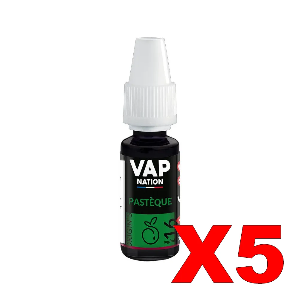 E-LIQUIDE VAP-NATION ORIGINS 10ML 50-50 PASTEQUE X5 5 E LIQUIDE VAP NATION ORIGINS 10ML 50 50 PASTEQUE X5 Taux de nicotine 16