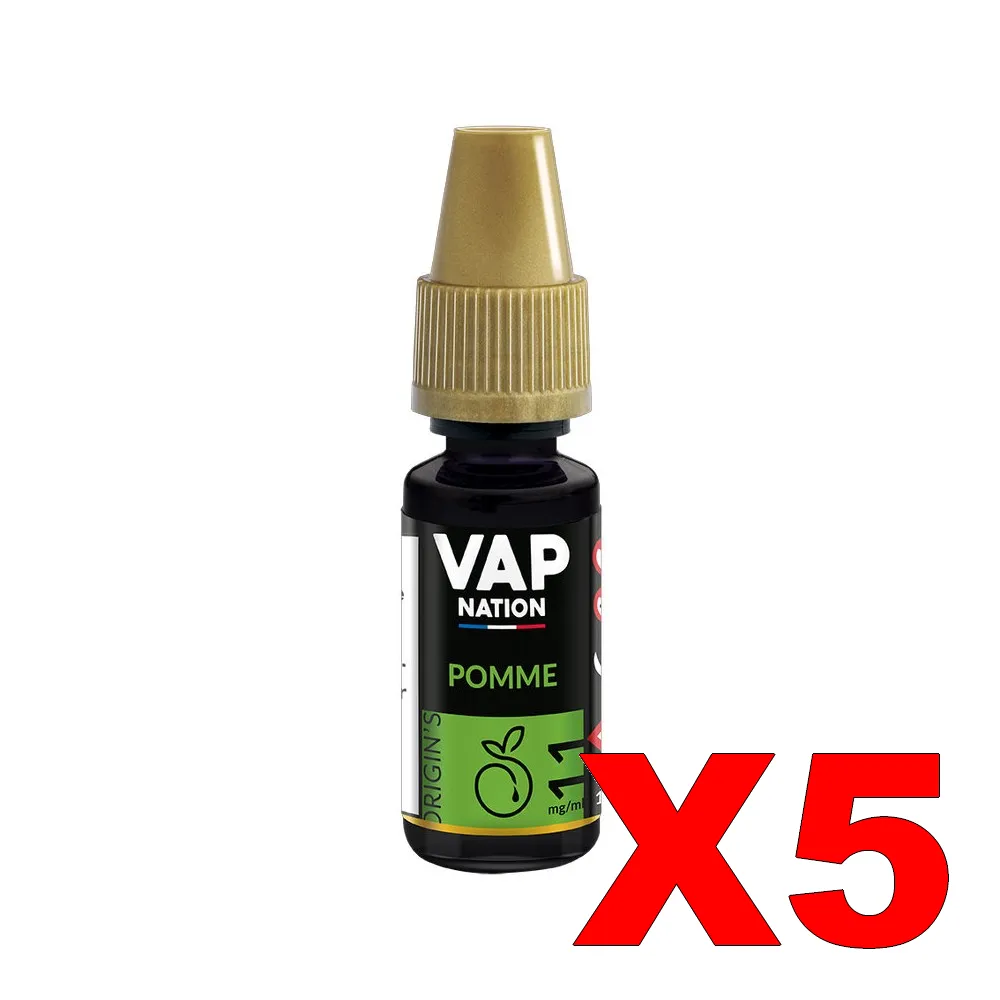 E-LIQUIDE VAP-NATION ORIGINS 10ML 50-50 POMME X5 4 E LIQUIDE VAP NATION ORIGINS 10ML 50 50 POMME X5 Taux de nicotine 11