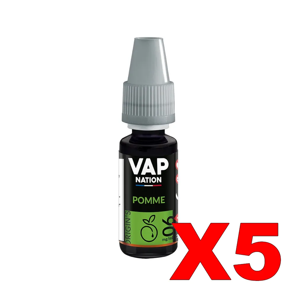 E-LIQUIDE VAP-NATION ORIGINS 10ML 50-50 POMME X5 3 E LIQUIDE VAP NATION ORIGINS 10ML 50 50 POMME X5 Taux de nicotine 6