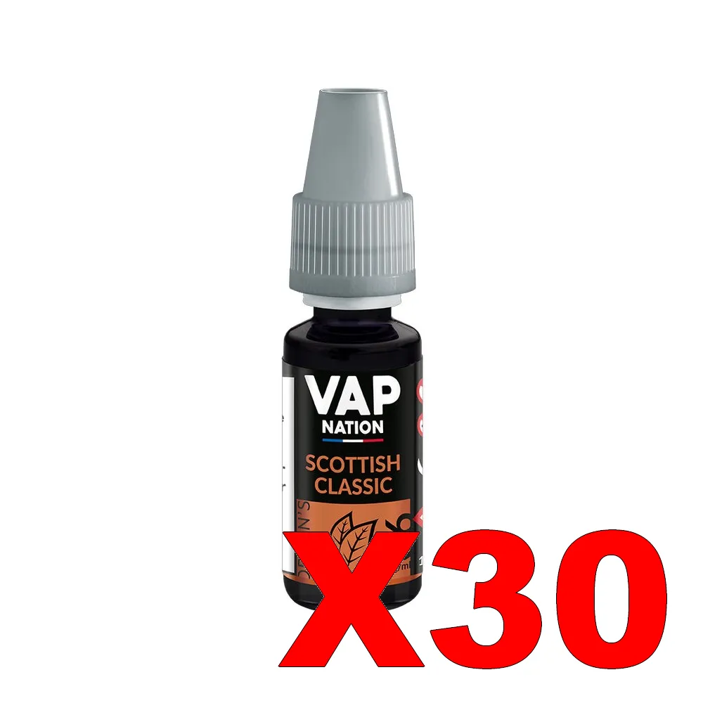 E-LIQUIDE VAP-NATION ORIGINS 10ML 50-50 SCOTTISH-CLASSIC X30 3 E LIQUIDE VAP NATION ORIGINS 10ML 50 50 SCOTTISH CLASSIC X30 Taux de nicotine 6