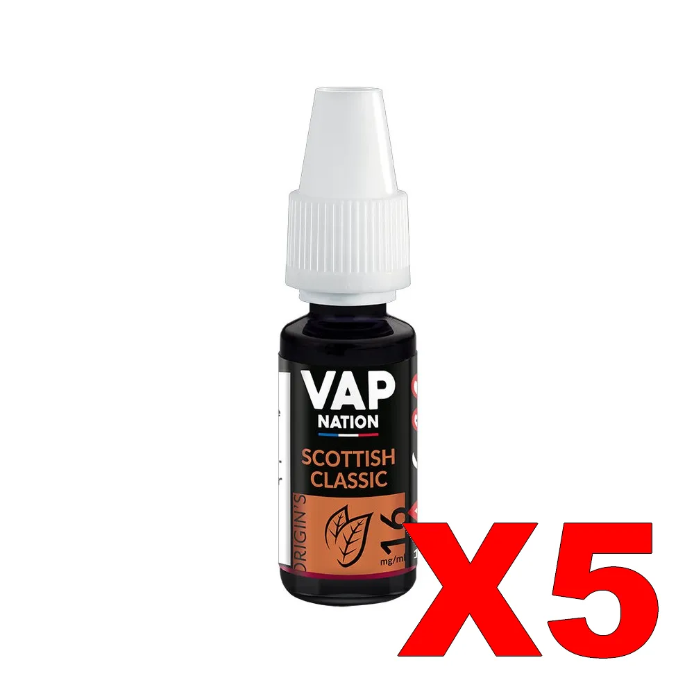 E-LIQUIDE VAP-NATION ORIGINS 10ML 50-50 SCOTTISH-CLASSIC X5 5 E LIQUIDE VAP NATION ORIGINS 10ML 50 50 SCOTTISH CLASSIC X5 Taux de nicotine 16