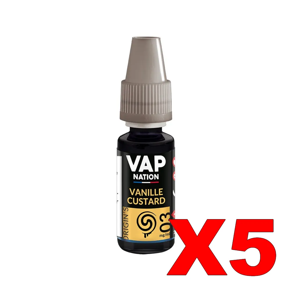E-LIQUIDE VAP-NATION ORIGINS 10ML 50-50 VANILLE-CUSTARD X5 2 E LIQUIDE VAP NATION ORIGINS 10ML 50 50 VANILLE CUSTARD X5 Taux de nicotine 3